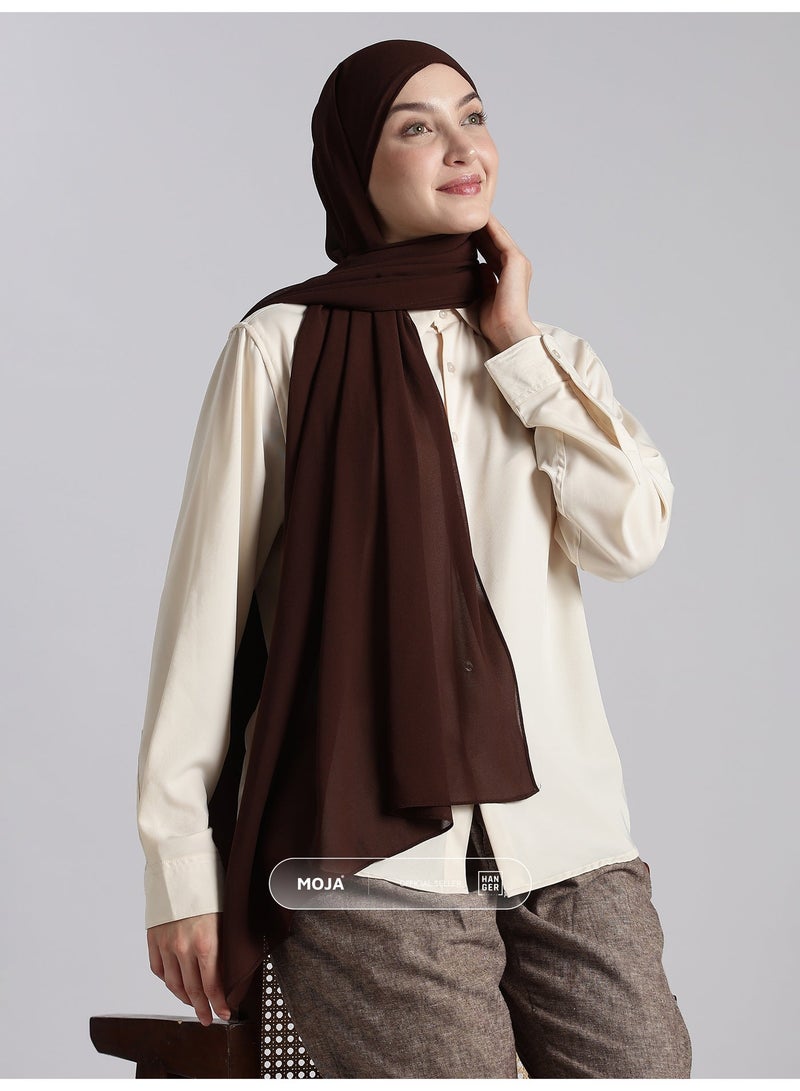 Moja Premium Georgette Hijab - Coffee Brown - Image 1