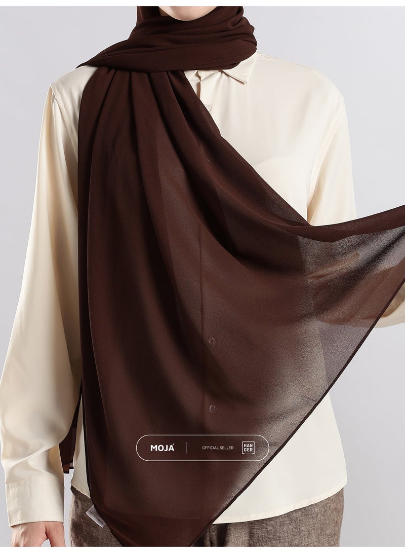Moja Premium Georgette Hijab - Coffee Brown - Image 3