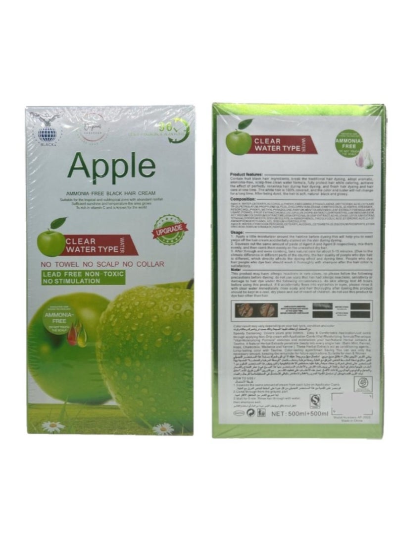 Black Apple Ammonia Free Black Hair Cream  500ml+500ml - Image 1