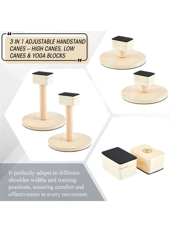 Skylety 3 in 1 Adjustable Handstand Canes High Low Canes, Yoga Block with Storage Bag and Non Slip Pad, Cheer Balance Trainer for Gymnastics, Acrobatics, Contortionist Flexibility Core Strength - Image 5
