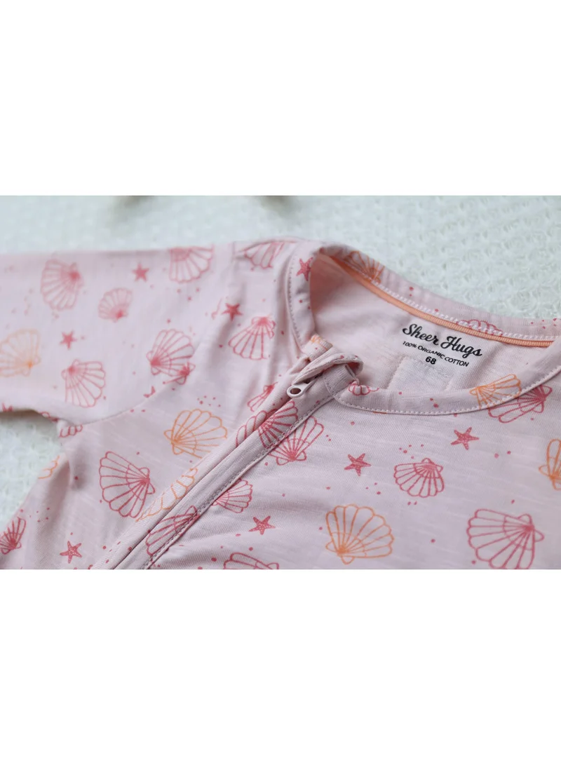 Sheer Hugs Sheer Hugs Oneside Zip Pyjama Romper for Girls, Pink