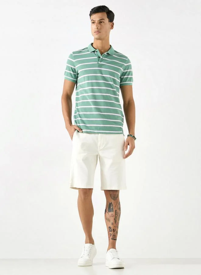 سبلاش فيڤ تيشيرت بولو مخطط بأكمام قصيرة