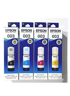Epson 003 Ink 65ml Black, Cyan, Magenta, Yellow for (L3110, L3150) Tri-Color Ink Bottle (Pack of 4)
