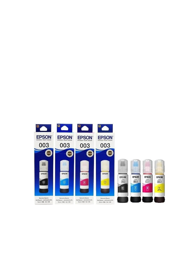 Generic Epson 003 Ink 65ml Black, Cyan, Magenta, Yellow for (L3110, L3150) Tri-Color Ink Bottle (Pack of 4)  - Image 2