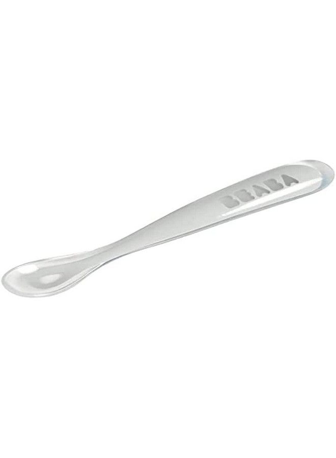 BEABA 1St Stage Silicone Spoon Baby Spoons Weaning Spoons Ergonomic Handle Light Mist - Image 1