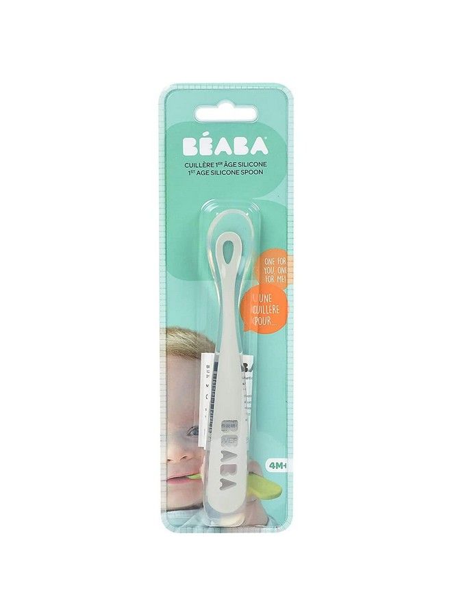 BEABA 1St Stage Silicone Spoon Baby Spoons Weaning Spoons Ergonomic Handle Light Mist - Image 3