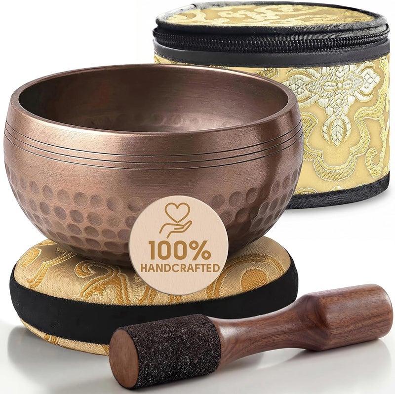 Silent Mind Tibetan Singing Bowl Set – Authentic Hand-Tuned Sound Bowl for Meditation – Complete Meditation Bowl Kit with Cushion, Mallet, Box & Guide – Perfect Tibetan Bell for Yoga, Relaxation, & Sound Healing - Image 1