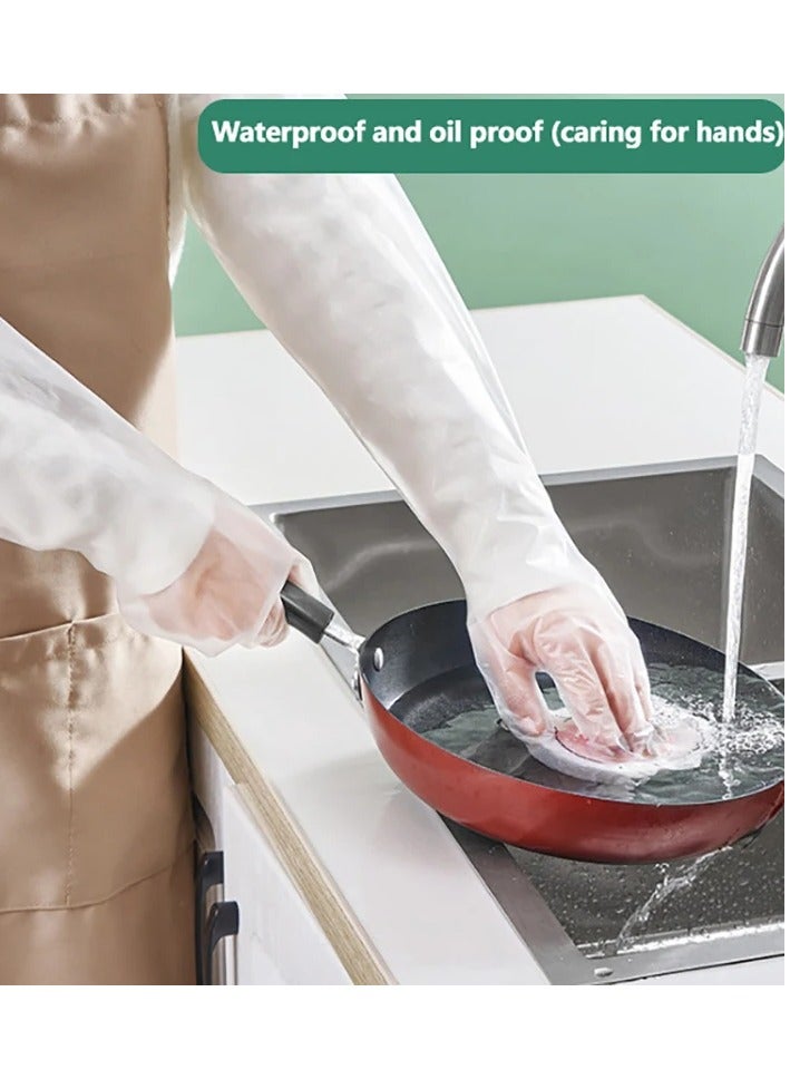 60pcs Disposable Long Arm Gloves with Elastic Cuff 23.2inch Farm Gloves for DIY Cooking  Household Cleaning Gloves Thick Kitchen Dishwashing Gloves Food Handling Gloves Vegetable Washing Gloves - Image 2