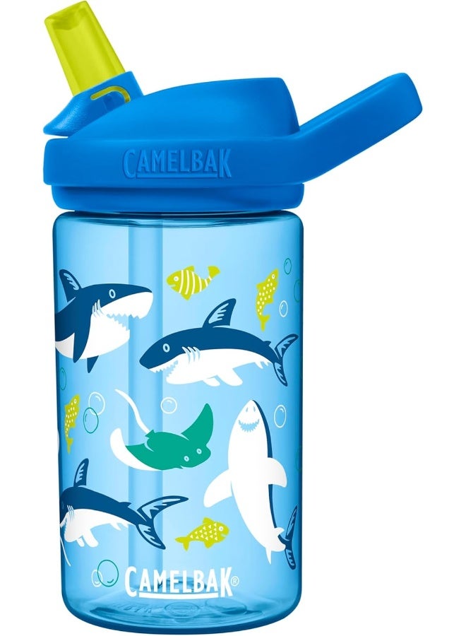 كاميلباك CamelBak Eddy+ Kids Water Bottle 14oz, Sharks and Rays – Durable Spill-Proof Bottle for Children - Image 1
