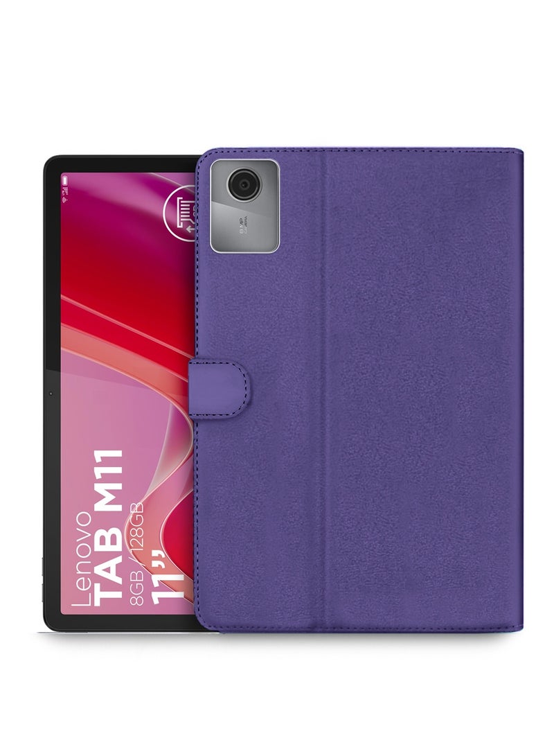 اوميكر غطاء حماية قابل للطي مع إغلاق مغناطيسي من الجلد الصناعي لجهاز Lenovo Tab M11 2024 (11 بوصة) - لون الباذنجان الأرجواني - Image 1