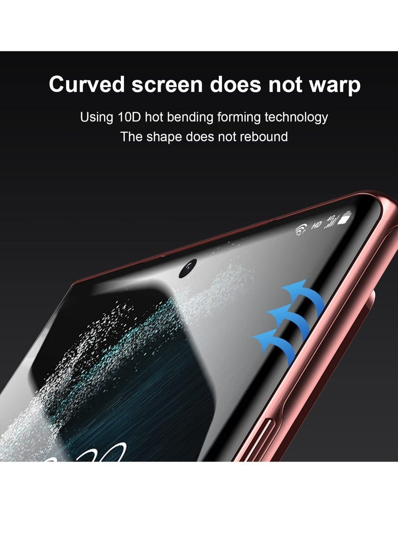 HuHa 2+2 Pack Galaxy S22 Ultra Screen Protector with Camera Lens Protector, HD Tempered Glass Film Support Fingerprint Unlock, 3D Curved, Anti Scratch, Bubble Free  - Image 2