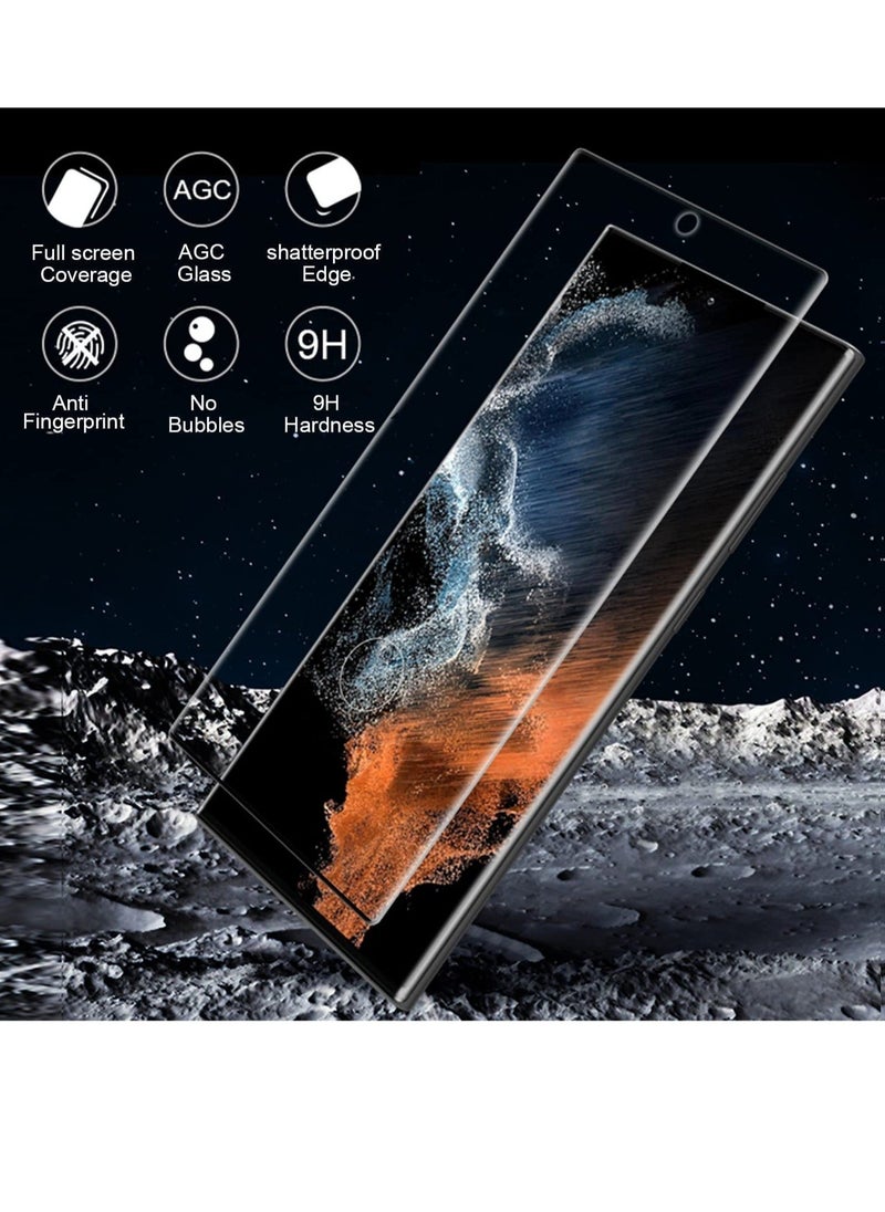 HuHa 2+2 Pack Galaxy S22 Ultra Screen Protector with Camera Lens Protector, HD Tempered Glass Film Support Fingerprint Unlock, 3D Curved, Anti Scratch, Bubble Free  - Image 3
