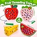 NAODONGLI Wooden Toys Lacing Toys for Toddlers 35Plane Activities Car Travel Toy Montessori Educational Learning Threading Toys for Fine Motor Easter Basket Stuffers Gift for Boys Girls4 pcs - Image 4