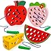 NAODONGLI Wooden Toys Lacing Toys for Toddlers 35Plane Activities Car Travel Toy Montessori Educational Learning Threading Toys for Fine Motor Easter Basket Stuffers Gift for Boys Girls4 pcs - Image 2