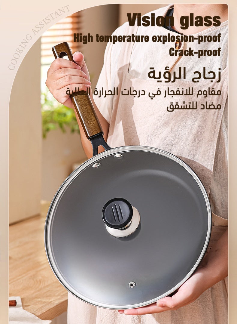 بيت الأناقة مقلاة أرا هوم شديدة التحمل غير لاصقة مطلية بالنيتريد، مقاومة للصدأ، متوافقة مع موقد الغاز الحثي، مقلاة لطهي شرائح اللحم في المنزل (28 سم) - Image 5