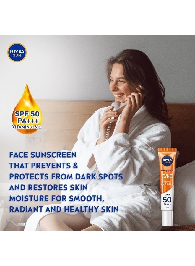Nivea Nivea Sun Extra Protect C&E Vitamin Sun Care SPF50 PA+++ 30ml / Sun Protection / Ultralight / Brightening / Face Suncare  - Image 5