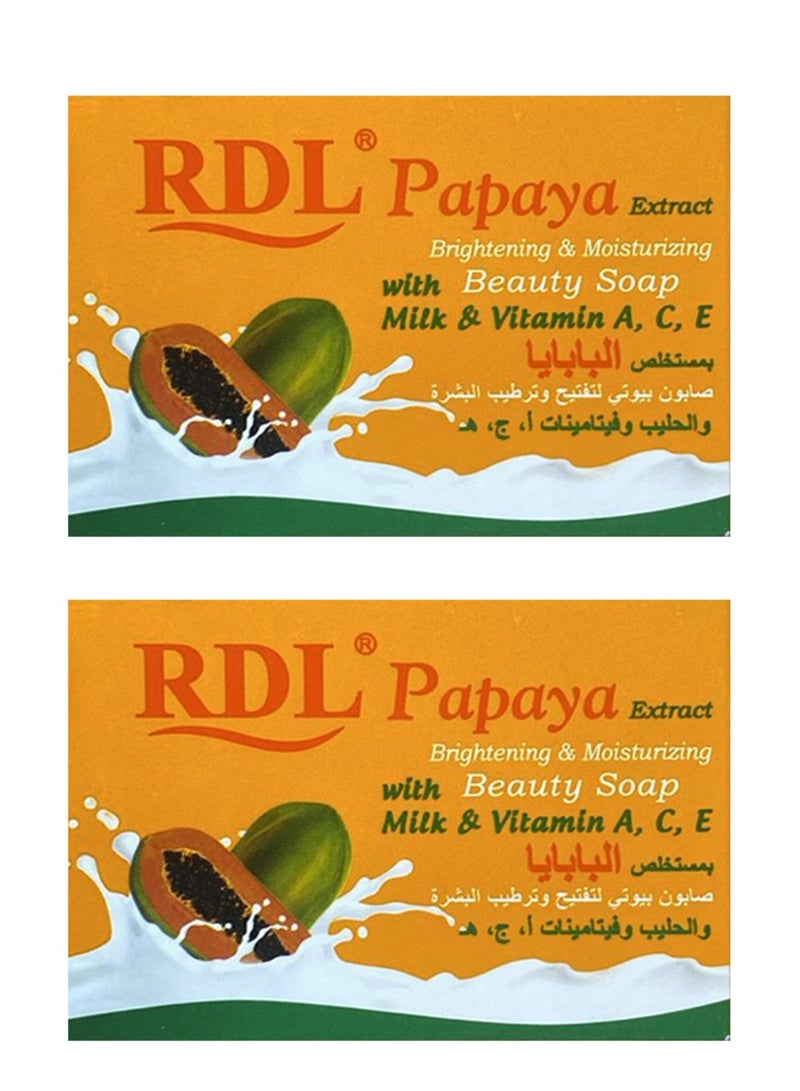 ار دي ال قطعتين من صابون بيوتي تفتيح وترطيب البشرة بخلاصة البابايا و الحليب 128 جم - Image 1