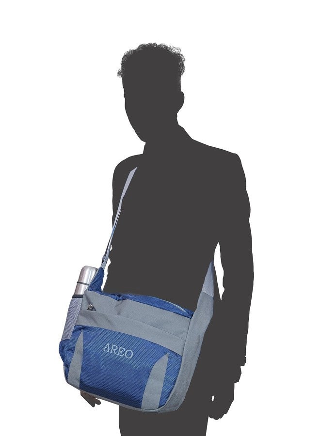 AREO Sling Cross Body Travel Office Business Messenger Shoulder Bag for Men & Women, Sturdy messanger for collage, messanger bag made of Polyester (dark blue) - Image 4