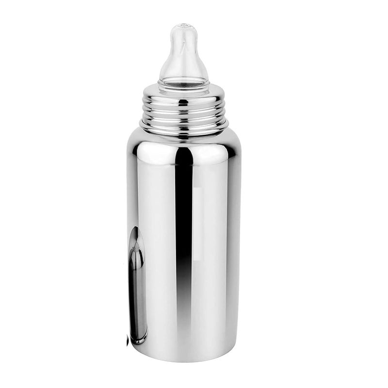 Chopchi Stainless Steel Infant Baby Feeding Bottle, BPA Free, Anti-Colic, Plastic-Free, Medium-Flow Nipple Pack of-1 (240 ML) - Image 1