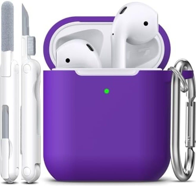R-fun for AirPods 1/2 Case, Soft Silicone Protective Cover with Keychain and Cleaning Pen, Compatible with AirPods 2nd/1st Generation (2016/2019), Full Drop Protection Cover, Pink - Image 1