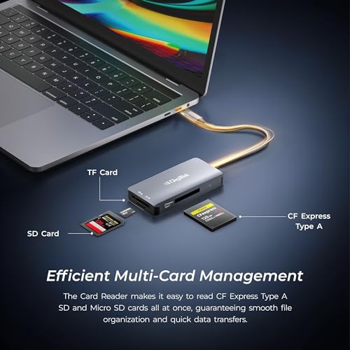 DIGITEK® DCR-103 CFA 3 in 1 CF Express Type A/SD & TF Type C USB 3.2 Card Reader, Support SD/SDHC/SDXC/UHS-I/RS-MMC, Support Mac OS iPad OS Window Android Linux & Harmony, Bidirectional Data Transfer - Image 3