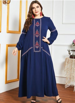 Female Celebrity style Round neck Solid color Loose Plus size dress Blue - pzsku/Z6FF44DF95980951FD38BZ/45/_/1735629570/ef62c0ca-306a-4738-be37-93d87f083bcf