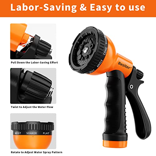 Besiter Garden Hose Nozzle Sprayer: 2 Pack 10 Watering Patterns Spray Nozzles Heavy Duty Hose Head Hose Attachment - Image 3