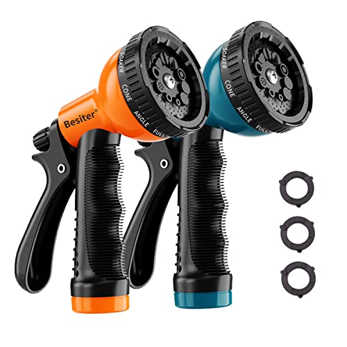 Besiter Garden Hose Nozzle Sprayer: 2 Pack 10 Watering Patterns Spray Nozzles Heavy Duty Hose Head Hose Attachment - Image 1