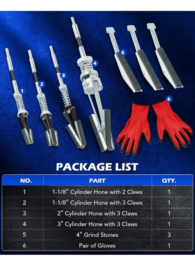 Orion Motor Tech OMT Cylinder Hone Tool Set with Tool Box 1-1/8" 2" and 3" Replacement Honing Stones, 7pc Engine Honing Tool Kit for 3/4" to 7" Cylinders, Machinist Tool Box for Engine Piston Servicing  - Image 2