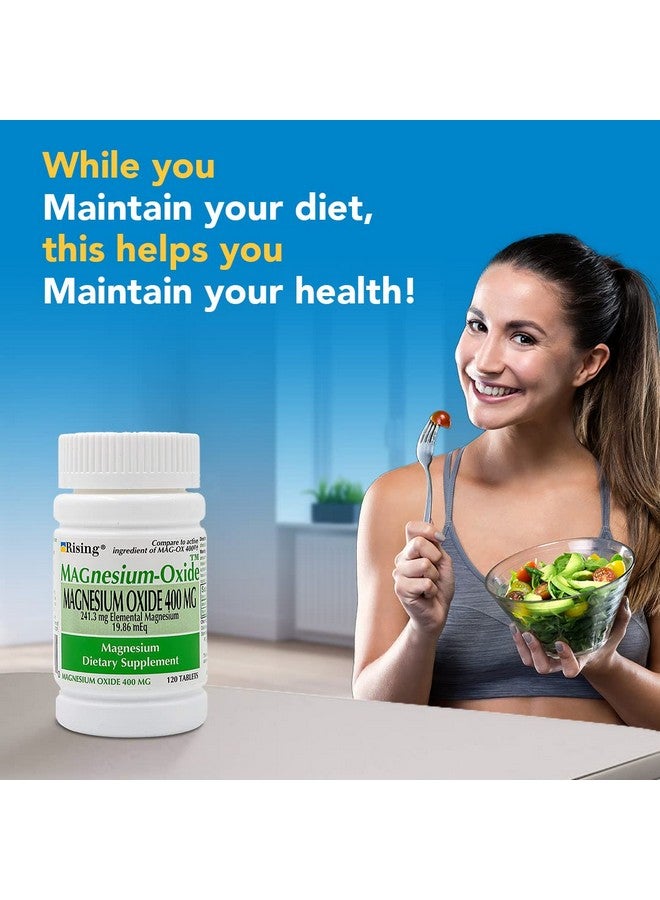 Rising Pharma - Magnesium Oxide 400mg - Elemental Magnesium Dietary Supplement - 120 Count… - Image 3