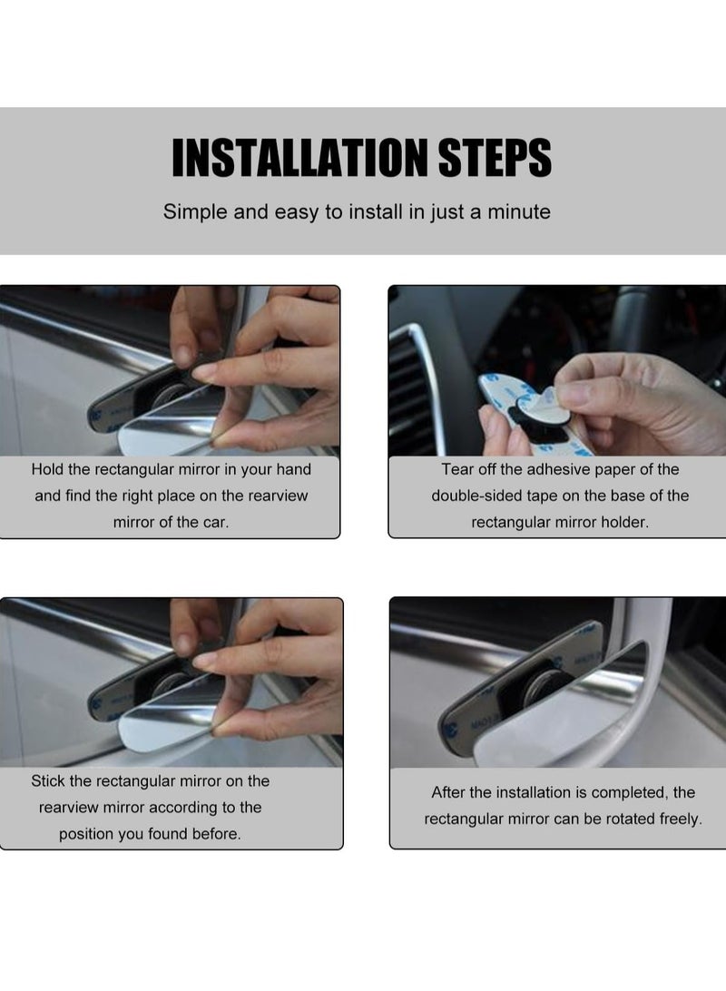 Loquat 2 PCS Car Blind Spot Mirror，Rectangular Auto Blind Spot Mirrors Wide Angle Mirror Convex Rear View Mirror for Cars Trucks - Image 5