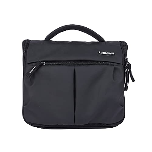 Gear Polyester Sauve Toilet 6L Small Waterproof Makeup Pouch/Toilet Kit/Toiletry Bag/Travel Bag/Travel Pouch with Wall Hanging Loop (Black -White) - Image 1