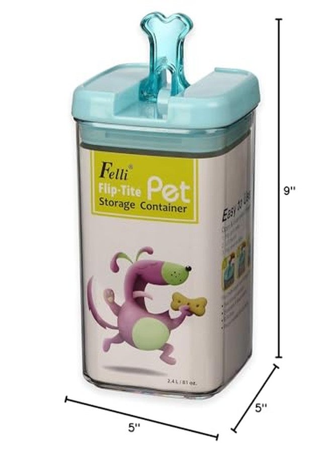 Felli Large 9"H Flip-Tite Bone Square Pet Food Storage Canister in Clear/Blue - Image 2