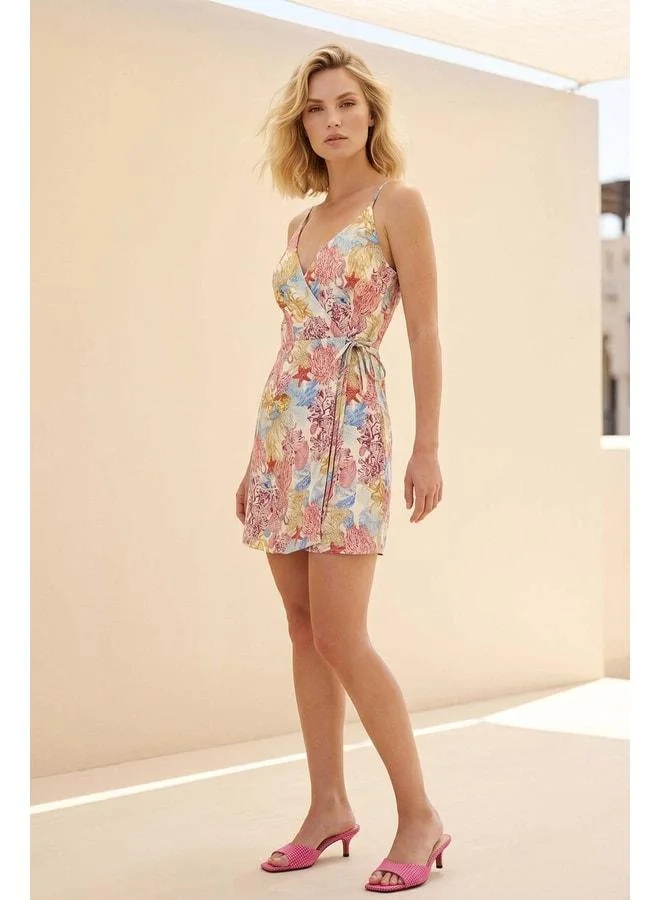 Sherin Colorful Patterned Strap Mini Dress.
