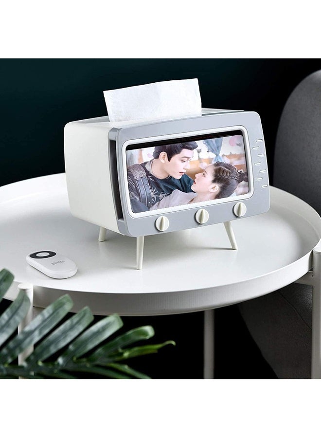 WANGMM Tissue Box Cover - Villa Decor Tissue Storage Box, Tissue Box Holder Retro TV-shaped Desktop Tissue Holder Paper the Facial Tissue Box Can Free Your Hands to Watch Videos Easily  - Image 5