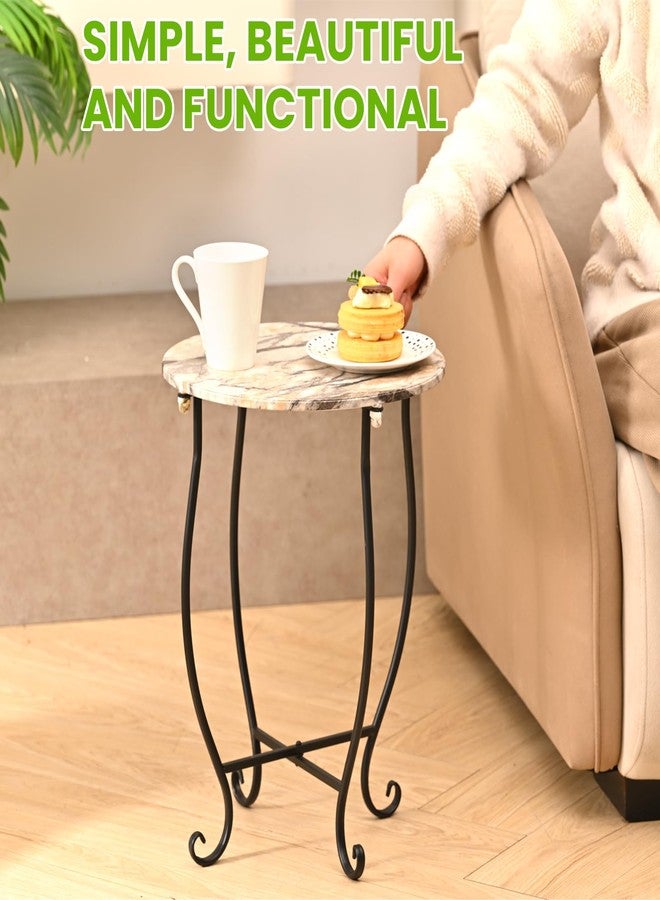 Aonagi Patio Side Table, Versatile 14" Round Side Table for Balcony Yard Porch Bedside Rocking Chair and Pool Chair, Weather Resistant Metal Accent Table for Indoor Outdoor Use, Easy Assembly - Image 5