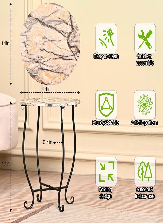 Aonagi Patio Side Table, Versatile 14" Round Side Table for Balcony Yard Porch Bedside Rocking Chair and Pool Chair, Weather Resistant Metal Accent Table for Indoor Outdoor Use, Easy Assembly - Image 2