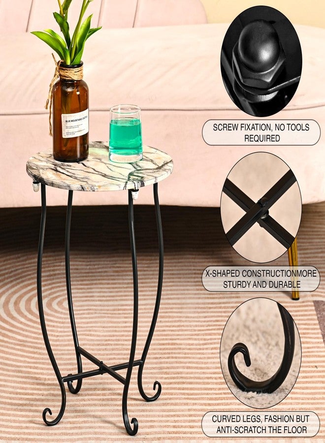 Aonagi Patio Side Table, Versatile 14" Round Side Table for Balcony Yard Porch Bedside Rocking Chair and Pool Chair, Weather Resistant Metal Accent Table for Indoor Outdoor Use, Easy Assembly - Image 4