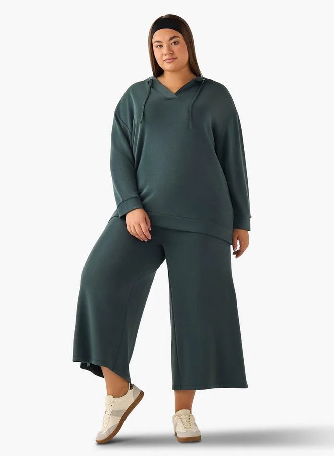 Ulla Popken Ulla Popken Relaxed Fit Elasticated Waist Wide Leg Pants