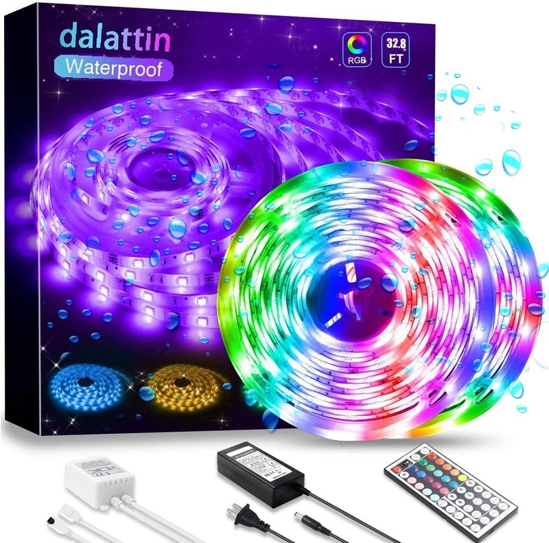 dalattin Waterproof Led Lights Outdoor Led Strip Lights 32.8ft RGB 300 LEDs Color Changing Led Rope Lights with 44 Keys IR Remote, 2 Rolls of 16.4ft - Image 1
