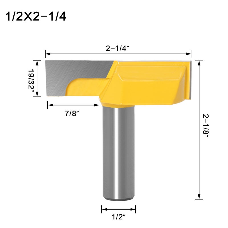 Woodworking Clearing Cutter Large Diameter Clearing Cutter Grooving Cutter Scraping Cutter Flat Bottom Cutter Woodworking Milling Cutter Special for Foreign Trade(Chopping knife cutting angle 1/2*57) - Image 1