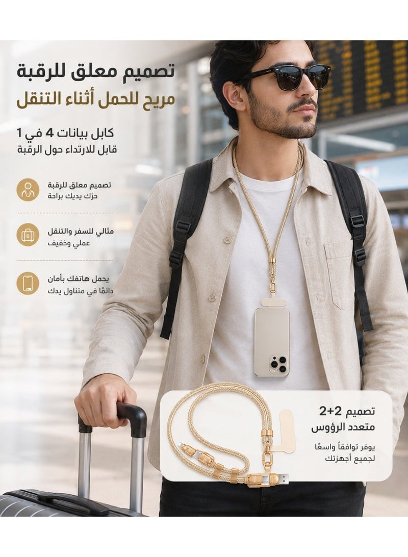 ريماكس كابل شحن سريع 240 واط مع حبل تعليق، كابل USB متعدد الواجهات من سبائك الزنك، كابل مجدول متين 2-في-1 للشحن ونقل البيانات للكمبيوتر المحمول والهاتف والتابلت - Image 5