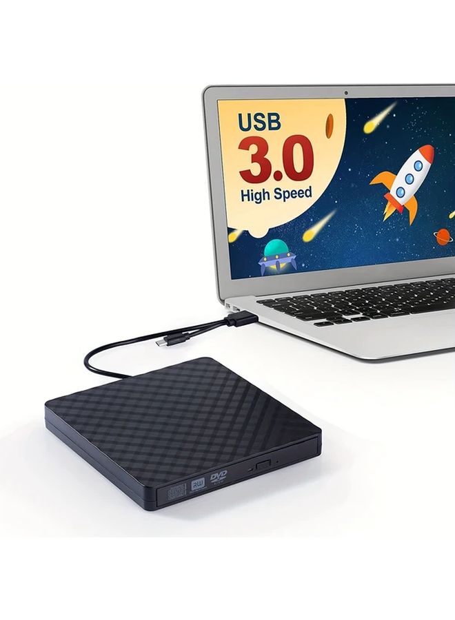 Black Portable USB 3 0 And USB C External CD DVD Burner Drive 24X Read 8X Write - Image 4