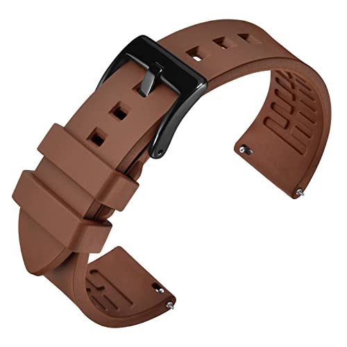 ANNEFIT Premium Silicone Watch Band Quick Release Fluoro Rubber Strap 24mm with Black Buckle Brown - Image 1