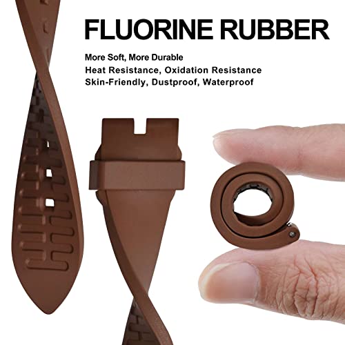 ANNEFIT Premium Silicone Watch Band Quick Release Fluoro Rubber Strap 24mm with Black Buckle Brown - Image 3