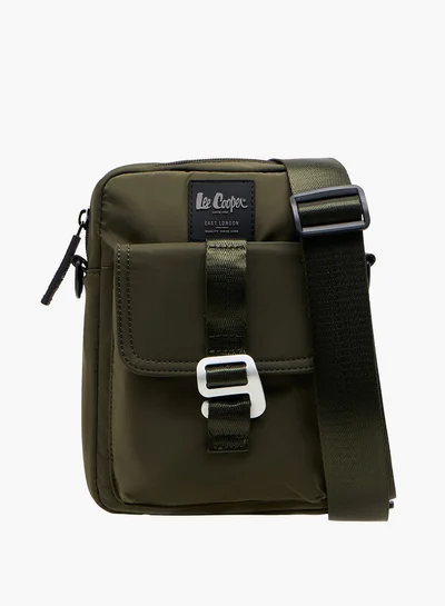 Lee Cooper Solid Crossbody Bag with Zip Closure and Adjustable Strap
