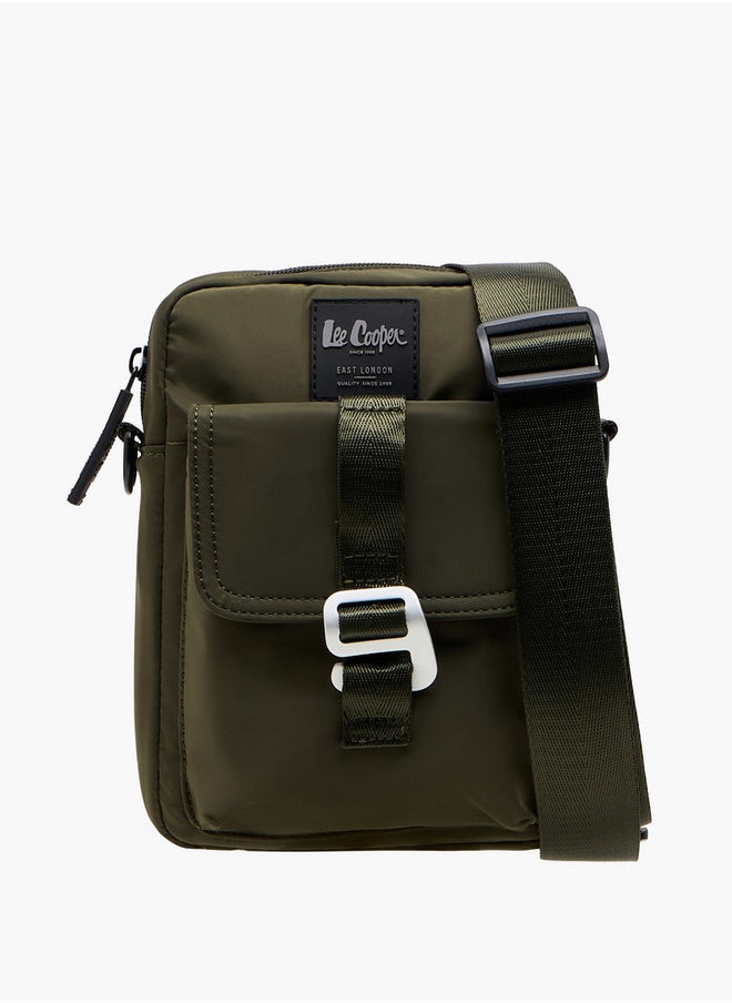 Lee Cooper Solid Crossbody Bag with Zip Closure and Adjustable Strap  - Image 1