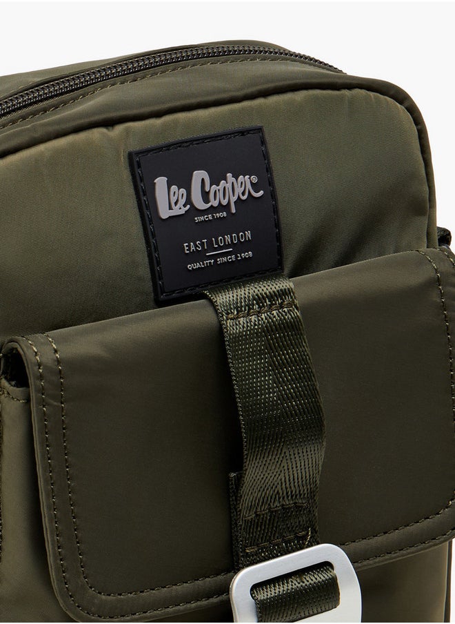 Lee Cooper Solid Crossbody Bag with Zip Closure and Adjustable Strap  - Image 3