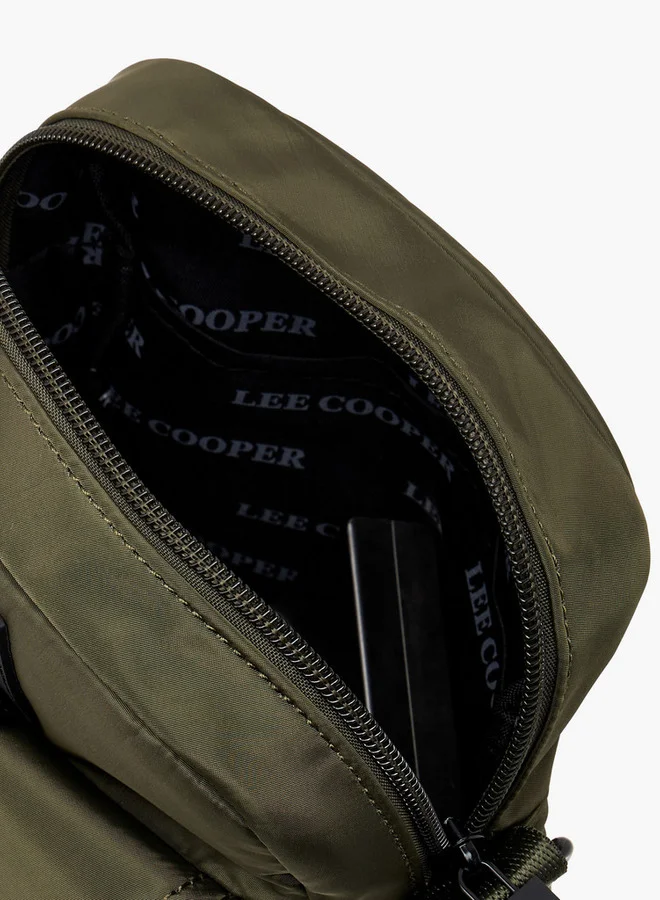 Lee Cooper Solid Crossbody Bag with Zip Closure and Adjustable Strap