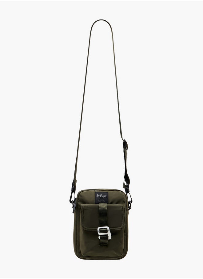 Lee Cooper Solid Crossbody Bag with Zip Closure and Adjustable Strap  - Image 2